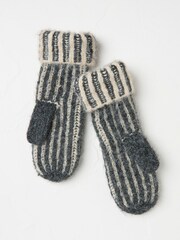 FatFace Grey Plaited Mittens - Image 1 of 2