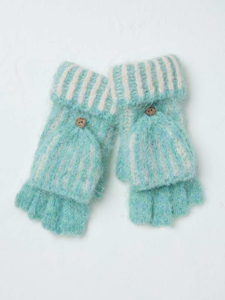FatFace Green Haze Plaited Overflap Gloves - Image 1 of 2