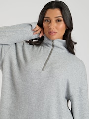Loungeable Grey Soft Knit 1/4 Zip Top - Image 3 of 4