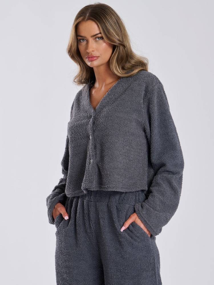 Loungeable Grey Soft Fuzzy Cardigan - Image 3 of 4