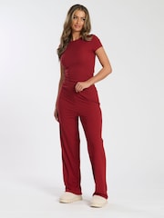 Loungeable Red T-Shirt & Straight Leg Pants Lounge Set - Image 1 of 5