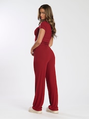 Loungeable Red T-Shirt & Straight Leg Pants Lounge Set - Image 3 of 5