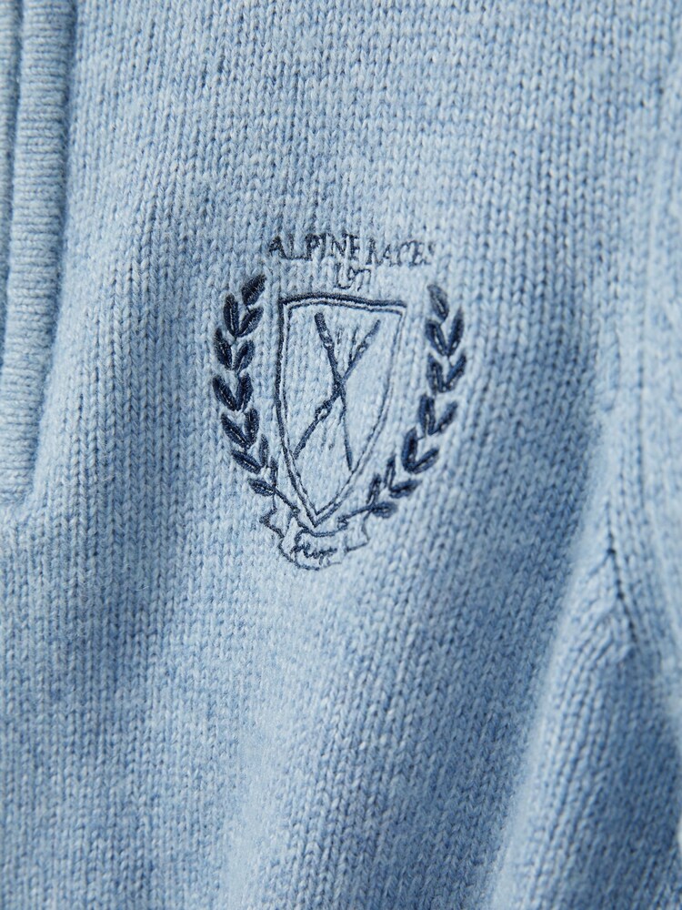 Reiss Soft Blue Melange Mathieu 13-14 yrs Embroidered Quarter Zip Jumper with Cashmere Wool and Cotton - Image 4 of 4 Reiss Soft Blue Melange Mathieu 13-14 yrs Embroidered Quarter Zip Jumper with Cashmere Wool and Cotton - Image 4 of 4