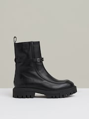 Reiss Black Safia Chain Embellished Ankle Boots - Image 1 of 5