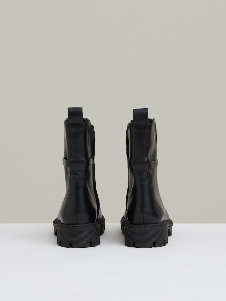 Reiss Black Safia Chain Embellished Ankle Boots - Image 5 of 5