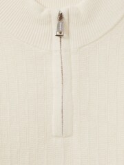 Reiss Off White Chester Zipped Funnel-Neck Wool Jumper - Image 3 of 3
