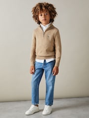 Reiss Camel Brown Melange Arden Quarter Zip Jumper - Image 2 of 4