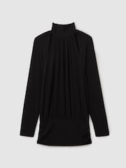 Reiss Black Adrienne Cut-Out Blouson Waist Top - Image 2 of 5
