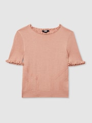 Paige Peach Metallic Ruffle Trim Top - Image 2 of 6