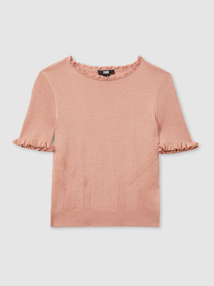 Paige Peach Metallic Ruffle Trim Top - Image 2 of 6