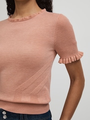 Paige Peach Metallic Ruffle Trim Top - Image 4 of 6