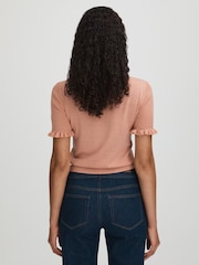 Paige Peach Metallic Ruffle Trim Top - Image 5 of 6