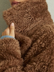 Reiss Brown Darla Petite Teddy Coat with Wool - Image 4 of 7