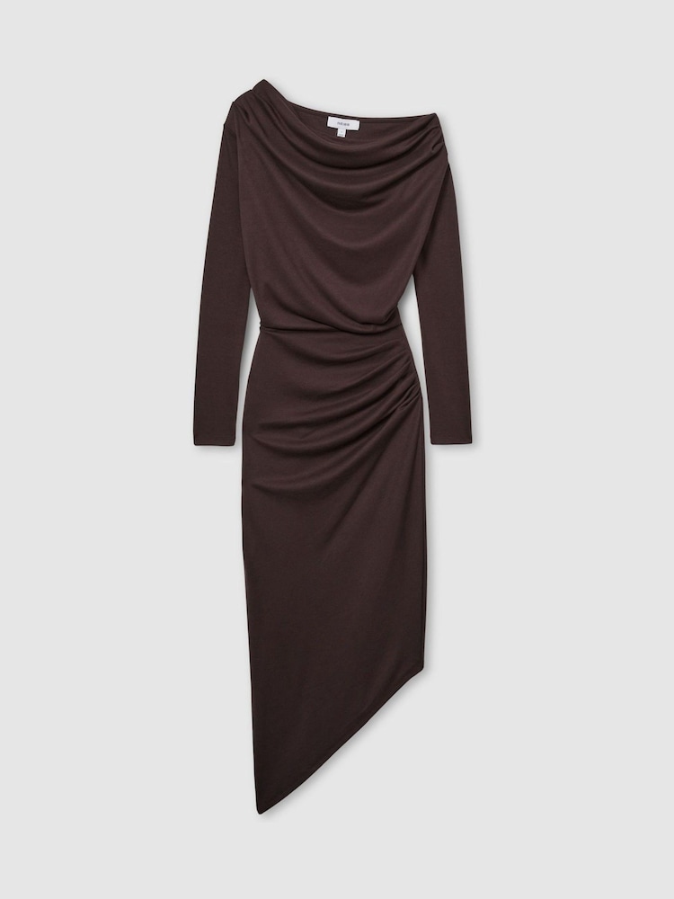Braun - Reiss Fleur Off-The-Shoulder Ruched Jersey Midi Dress - Bild 2 von 7 Braun - Reiss Fleur Off-The-Shoulder Ruched Jersey Midi Dress - Bild 2 von 7