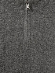 Reiss Mid Grey Melange Chester Zipped Funnel-Neck Wool Jumper - Image 5 of 5