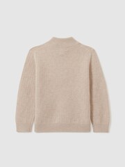 Reiss Oatmeal Chester Zipped Funnel-Neck Wool Jumper - Image 4 of 5
