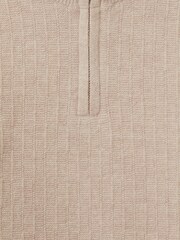Reiss Oatmeal Chester Zipped Funnel-Neck Wool Jumper - Image 5 of 5