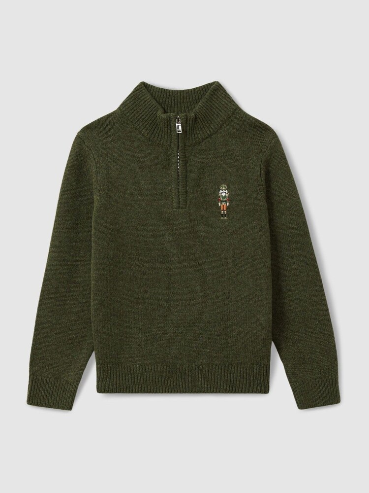 Reiss Forest Green Arden Quarter Zip Jumper - Image 1 of 4 Reiss Forest Green Arden Quarter Zip Jumper - Image 1 of 4