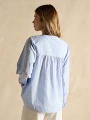 Joules Amelie Blue/White Embroidered Cotton Blouse - Image 2 of 6