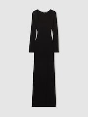 Good American Black Good American Ribbed Midi Dress - Image 1 of 5