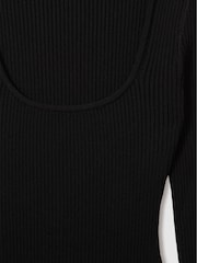 Good American Black Good American Ribbed Midi Dress - Image 2 of 5