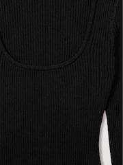 Good American Black Good American Ribbed Midi Dress - Image 5 of 5
