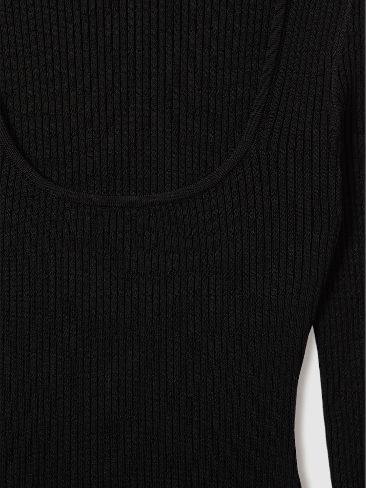 Good American Black Good American Ribbed Midi Dress - Image 5 of 5