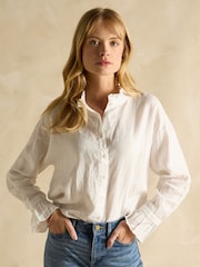 Joules Dakota White 100% Linen Shirt - Image 5 of 7