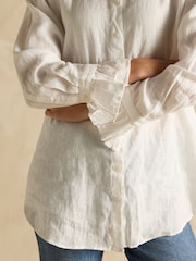 Joules Dakota White 100% Linen Shirt - Image 6 of 7