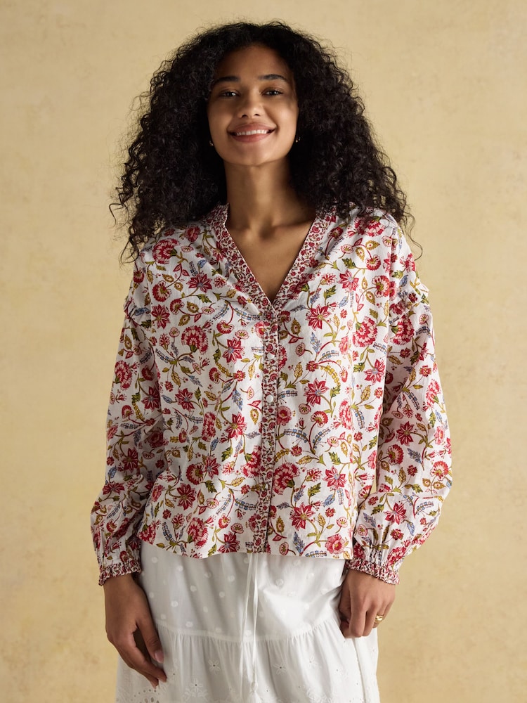 Joules Eloise Provence Floral Button Down Cotton Blouse - Image 1 of 10