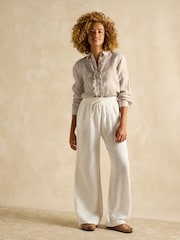Joules Selene Light Brown Stripe 100% Linen Shirt - Image 3 of 7