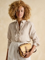 Joules Selene Light Brown Stripe 100% Linen Shirt - Image 6 of 7