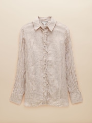 Joules Selene Light Brown Stripe 100% Linen Shirt - Image 7 of 7