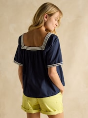 Joules Elizie Navy Cotton Blouse - Image 5 of 9