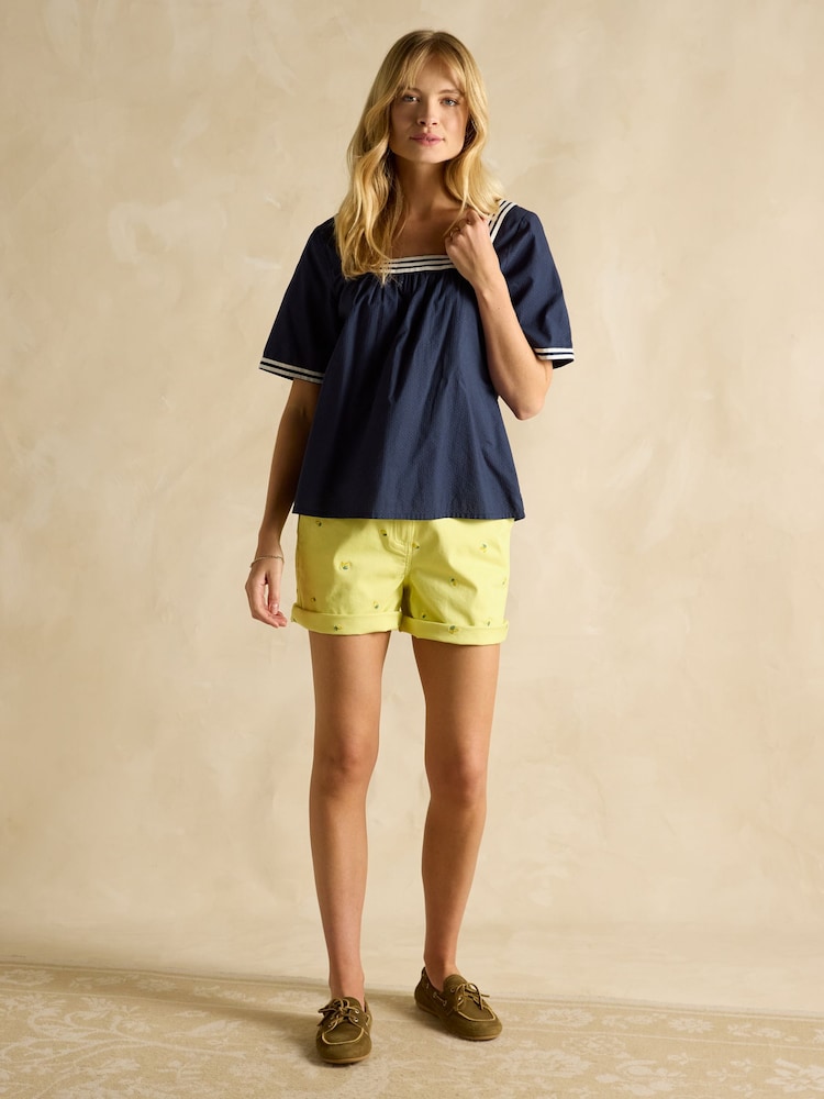 Joules Elizie Navy Cotton Blouse - Image 7 of 9