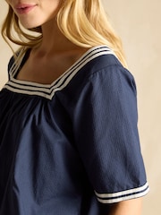 Joules Elizie Navy Cotton Blouse - Image 8 of 9