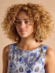 Joules Cove Linen Blend Blue Sleeveless Top with Linen - Image 6 of 8
