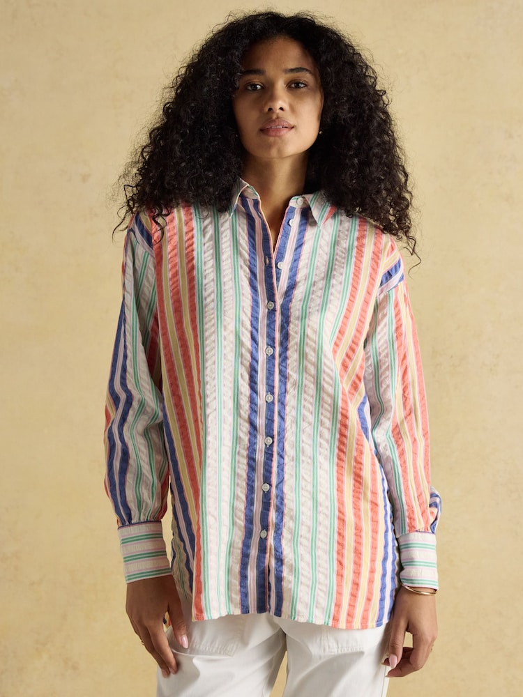 Joules Sara Multi Striped Long Sleeve Seersucker Shirt - Image 1 of 8