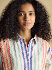 Joules Sara Multi Striped Long Sleeve Seersucker Shirt - Image 5 of 8