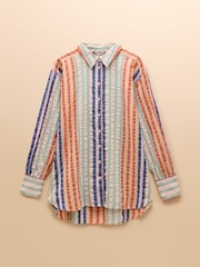 Joules Sara Multi Striped Long Sleeve Seersucker Shirt - Image 8 of 8