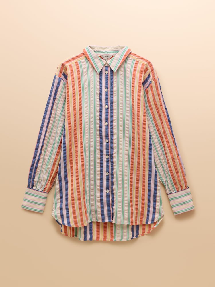Joules Sara Multi Striped Long Sleeve Seersucker Shirt - Image 8 of 8