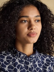 Remi Navy Broderie Blouse - Image 5 of 8