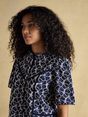 Remi Navy Broderie Blouse - Image 6 of 8