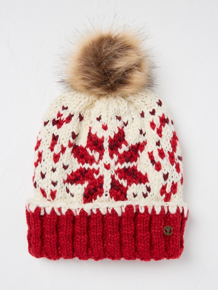 FatFace Red Snowflake Beanie - Image 1 of 2 FatFace Red Snowflake Beanie - Image 1 of 2