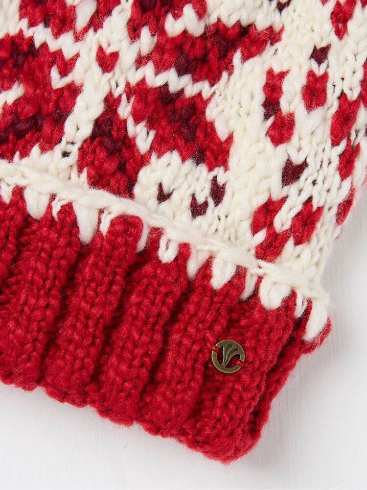 FatFace Red Snowflake Beanie - Image 2 of 2 FatFace Red Snowflake Beanie - Image 2 of 2