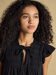 Negro - Joules Nolan Sleeveless Smocked Blouse - Imagen 3 de 7