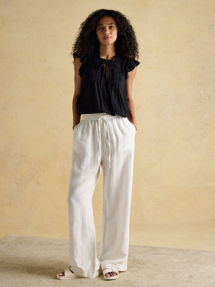 Joules Nolan Black Sleeveless Smocked Blouse - Image 6 of 7