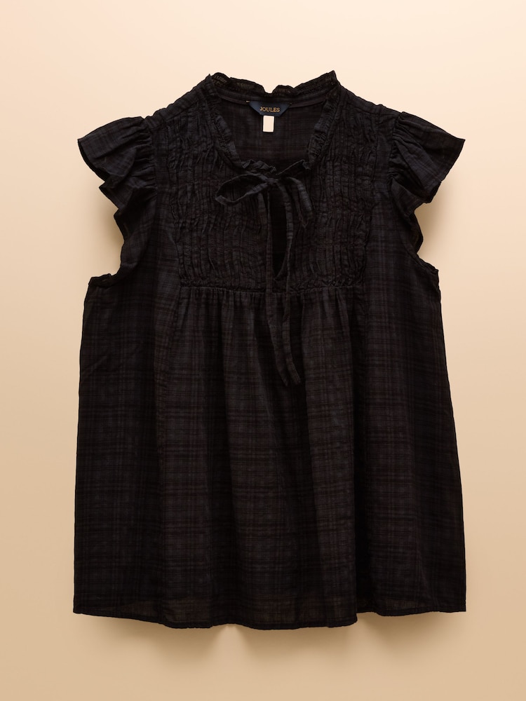 Joules Nolan Black Sleeveless Smocked Blouse - Image 7 of 7 Joules Nolan Black Sleeveless Smocked Blouse - Image 7 of 7