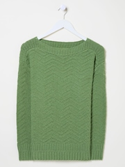 FatFace Mid Green Jessie Textured Knitted Jumper - Image 6 of 6