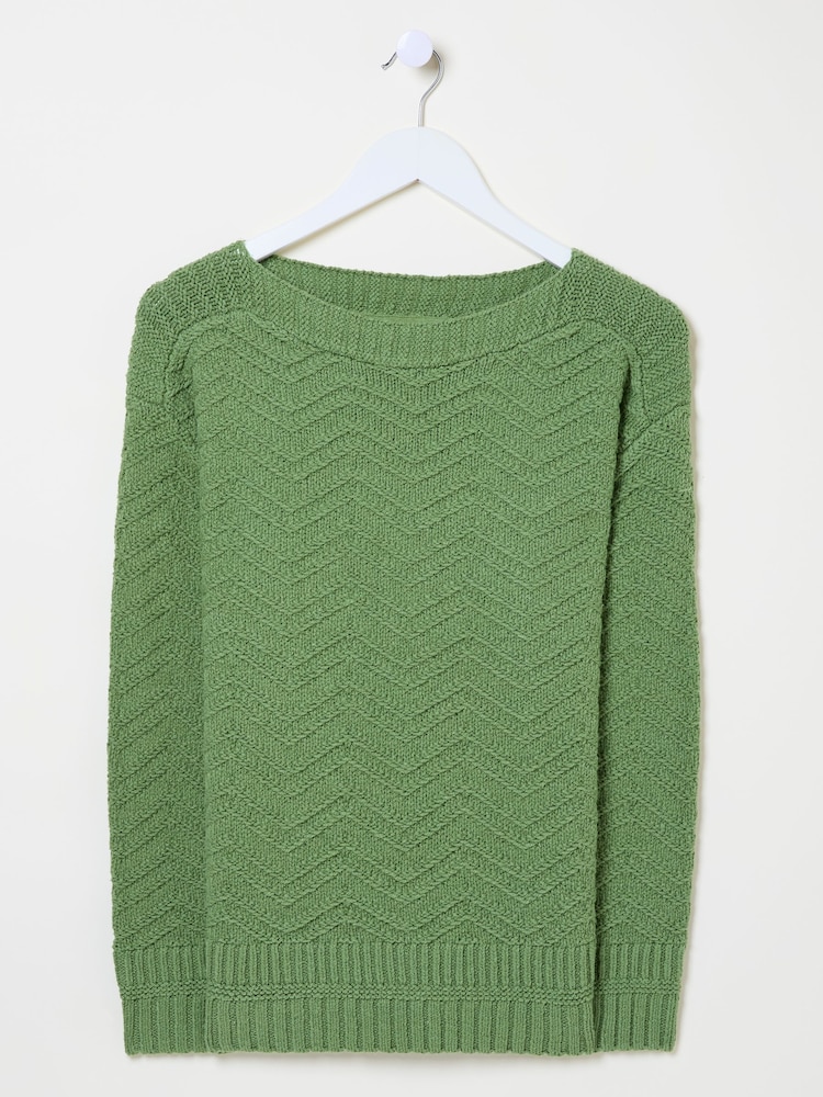 FatFace Mid Green Jessie Textured Knitted Jumper - Image 6 of 6